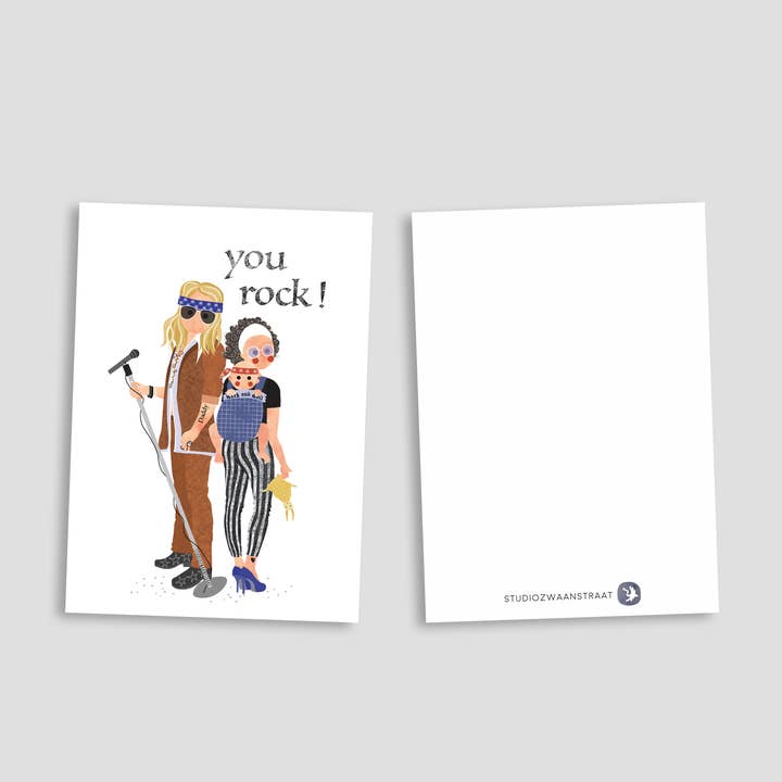 STUDIOZWAANSTRAAT - Wholesale Postcard - postcard series rockstar families - ‘a star is born'1