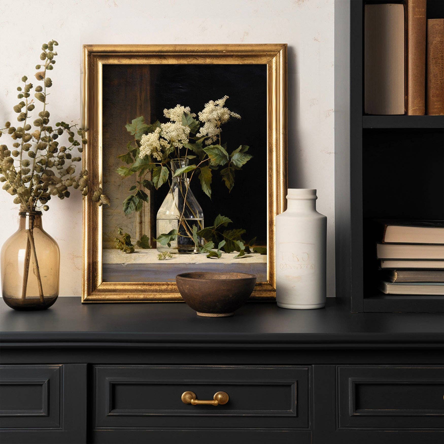 Paper House Print Shop - Venta al por mayor Ilustración - Impresión artística de flores delicadas de Ozothamnus en jarrón1