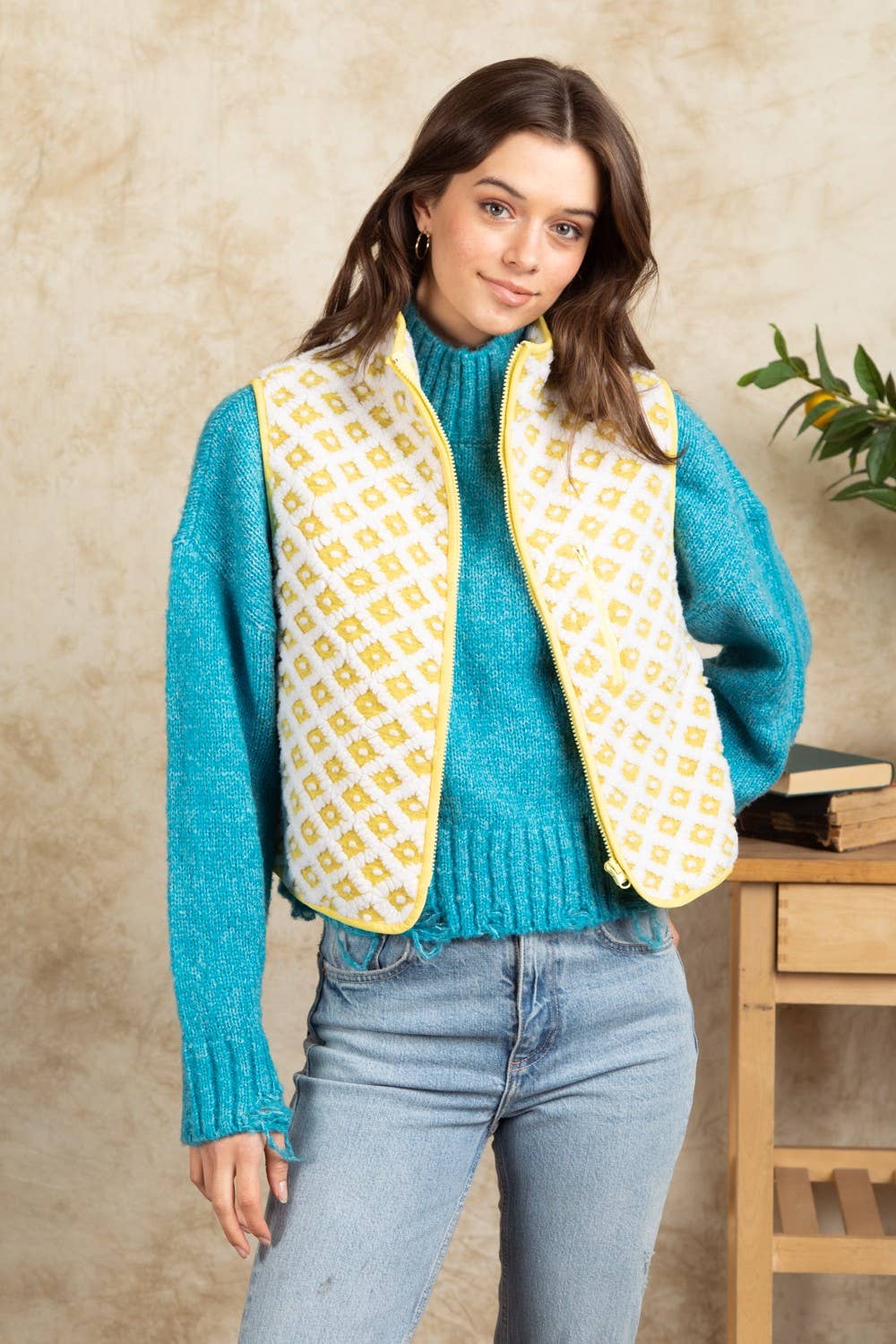 VERY J – Engroshandel Vest - Dame – NJ90128-trykt sød fleece vest12