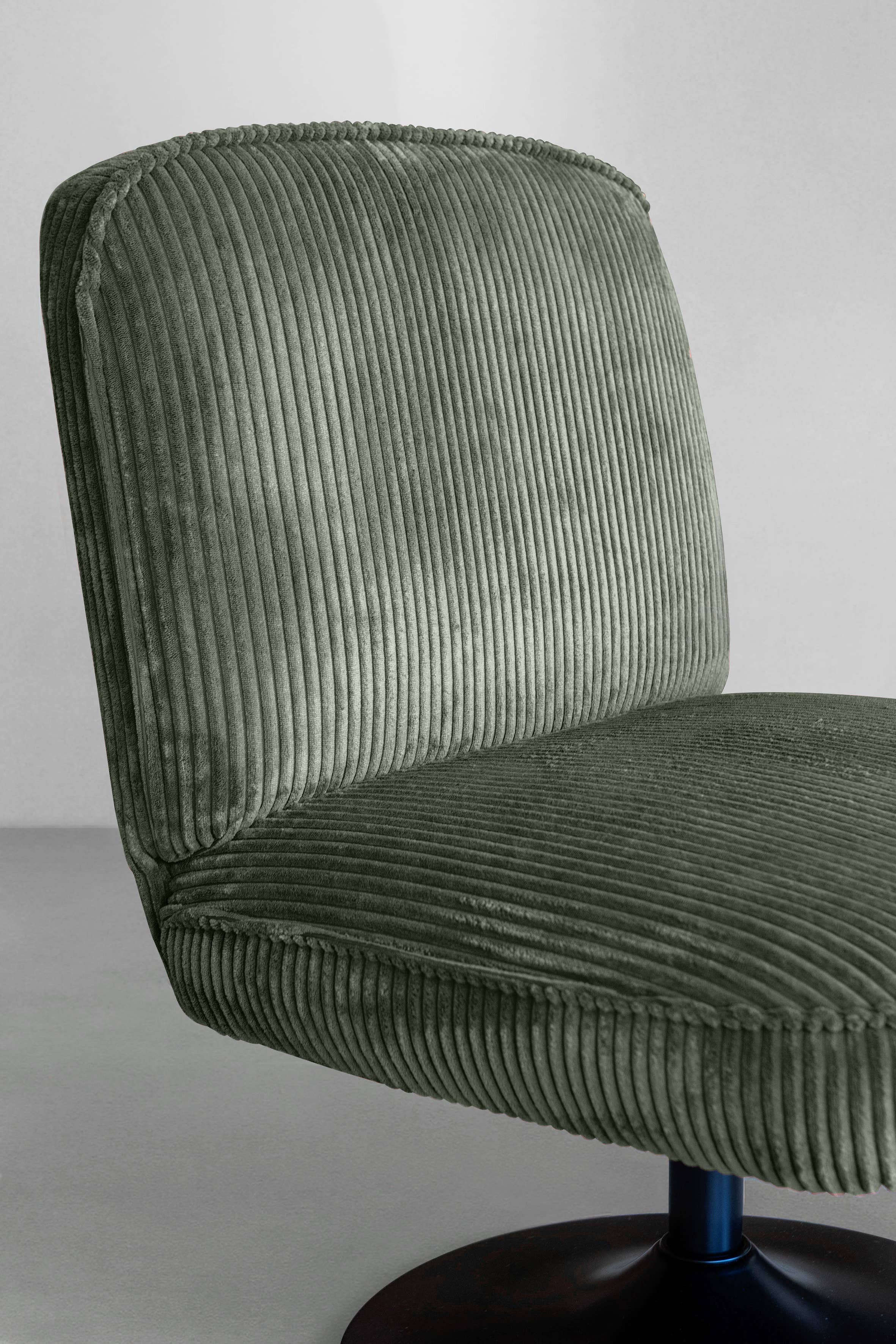 Now's Home - Wholesale Chair - GREEN CORDUROY SWIVEL CHAIR WITH FUNKY METAL BASE4