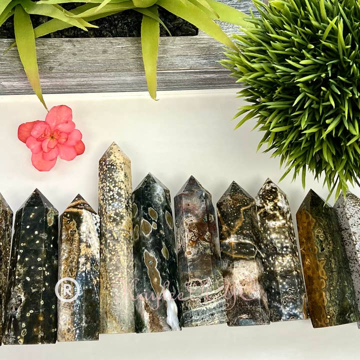 KayleeNYC - Vente Pierre et cristal de spiritualité - Obélisque en jaspe naturel de l'océan, 2 lb, Tower Point Crystal2
