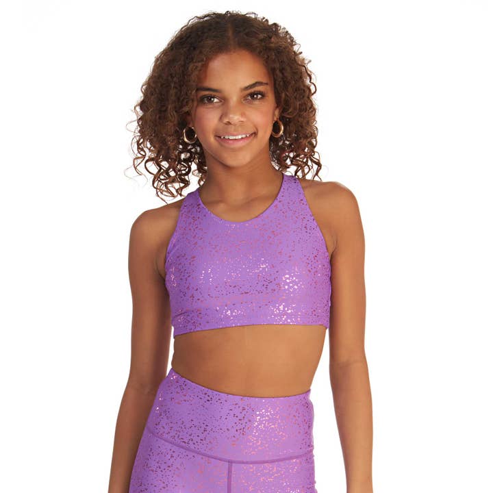 Superstar Crop Top met V-hals - Lavender Sparkle voor wholesale door Dragonwing