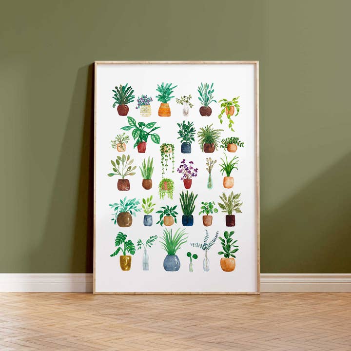 Jenny Vellacott - Wholesale Art Print - House Plant Print for Plant Lover Print of Plants Green5