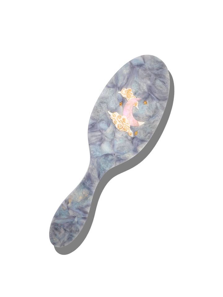 Hand-painted Celestial Moon Amazing Hair Day Brush | Eco-Friendly for wholesale by Solar Eclipse