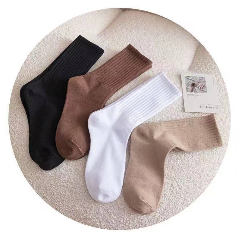 Sweetkama - Vendita all'ingrosso Calzini - Donna - Calzini da donna a coste a tinta unita sopra la caviglia SKASC418011