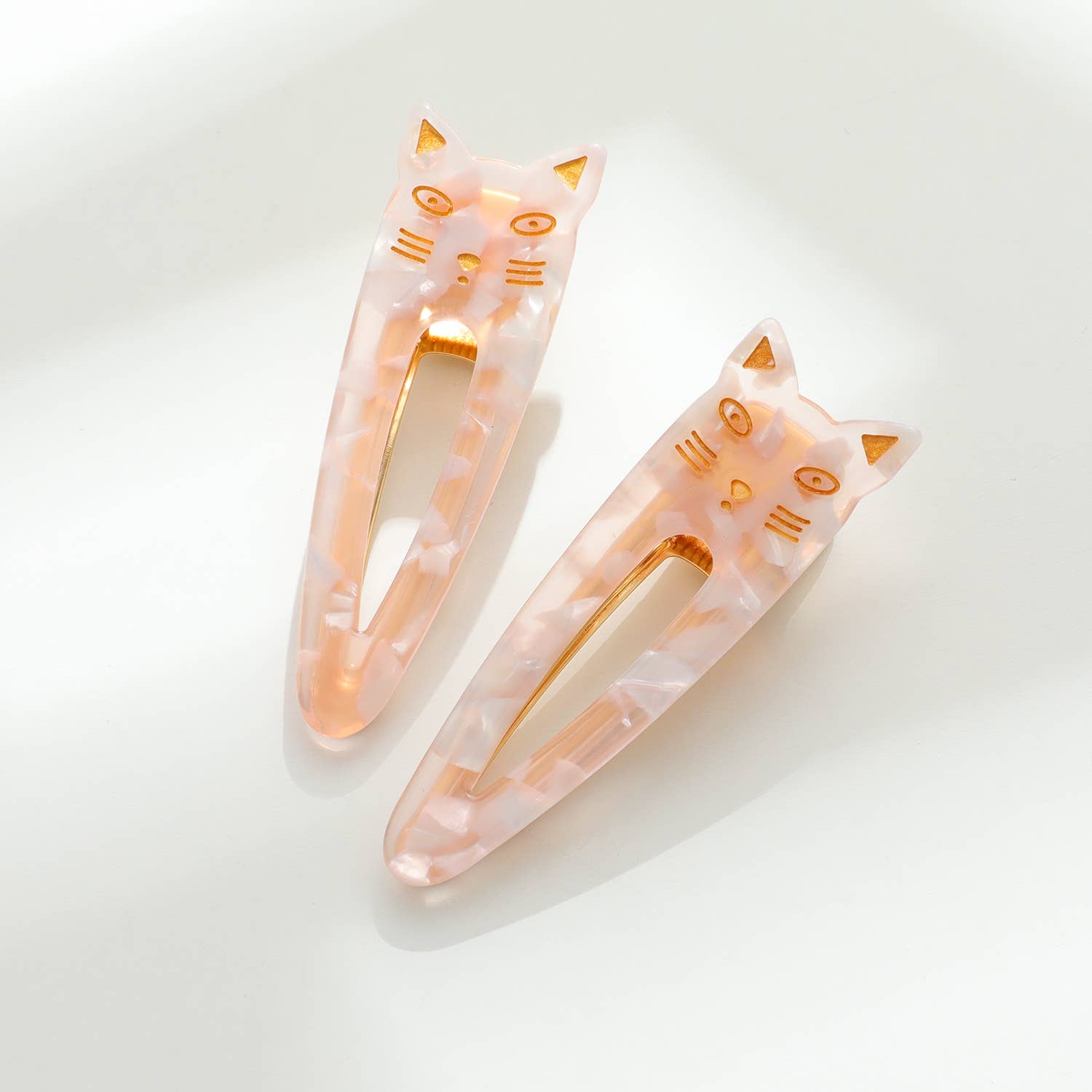 Adorro - Vente Pince à cheveux – femme - Elodie | Lot de 2 barrettes en forme de tête de chat pointue10