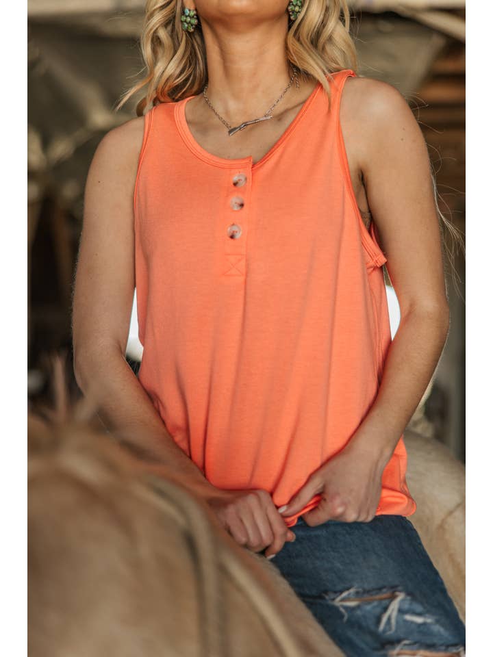 Andrée by Unit - Wholesale Tank Top - Women's - Front Button Detail Terry Cloth Tank Top