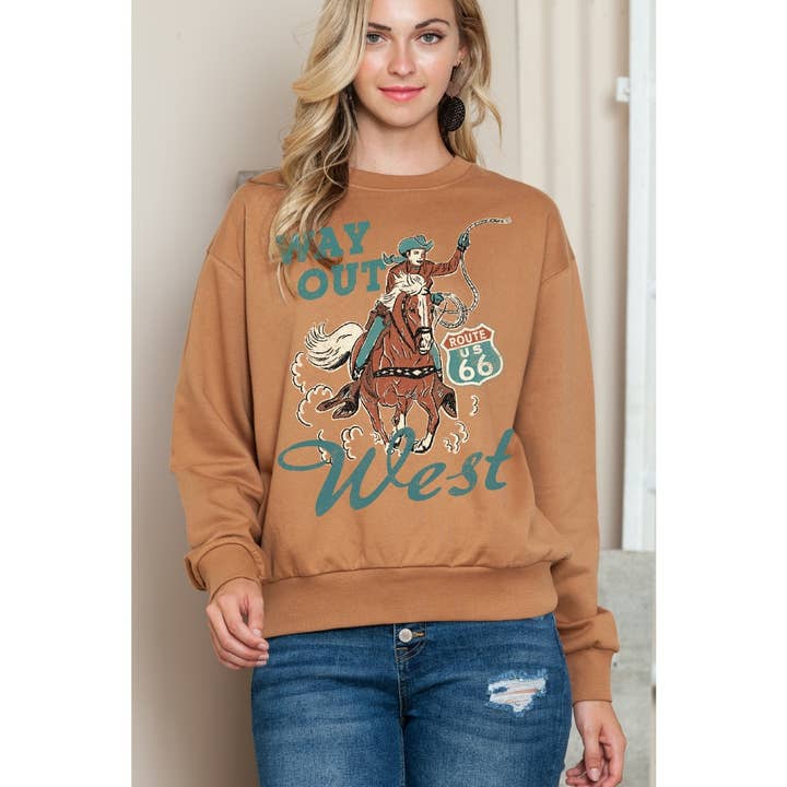 Amused by Blue – wholesale Sweatshirt – Women's – Route 66 - Crewneck Sweatshirt3