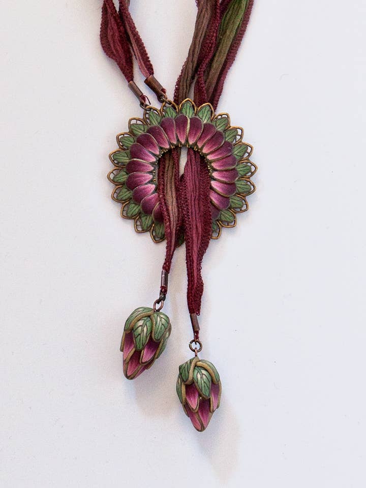 Petal Pushers Lariat - Wine & Roses for wholesale by Petal Pushers by Janet Pitcher