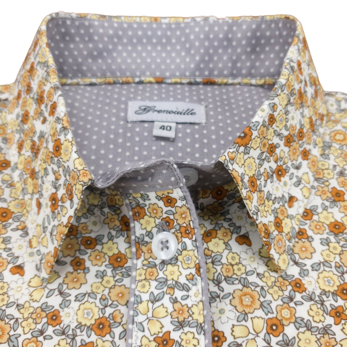 Salamander Shirts Ltd - Vente Chemise – femme - Chemisier fleuri pour femmes Grenouille beige, crème et gris4