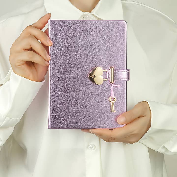 Victoria's Journals - Wholesale Journal/Diary - Kids - Metallic Purple Lock & Key Diary for Girls – 320 Pages1