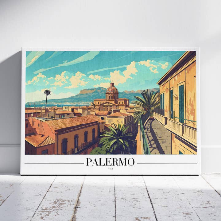 Vue intemporelle sur les toits de Palerme - Impression sur toile encadrée pour la vente par House Prints