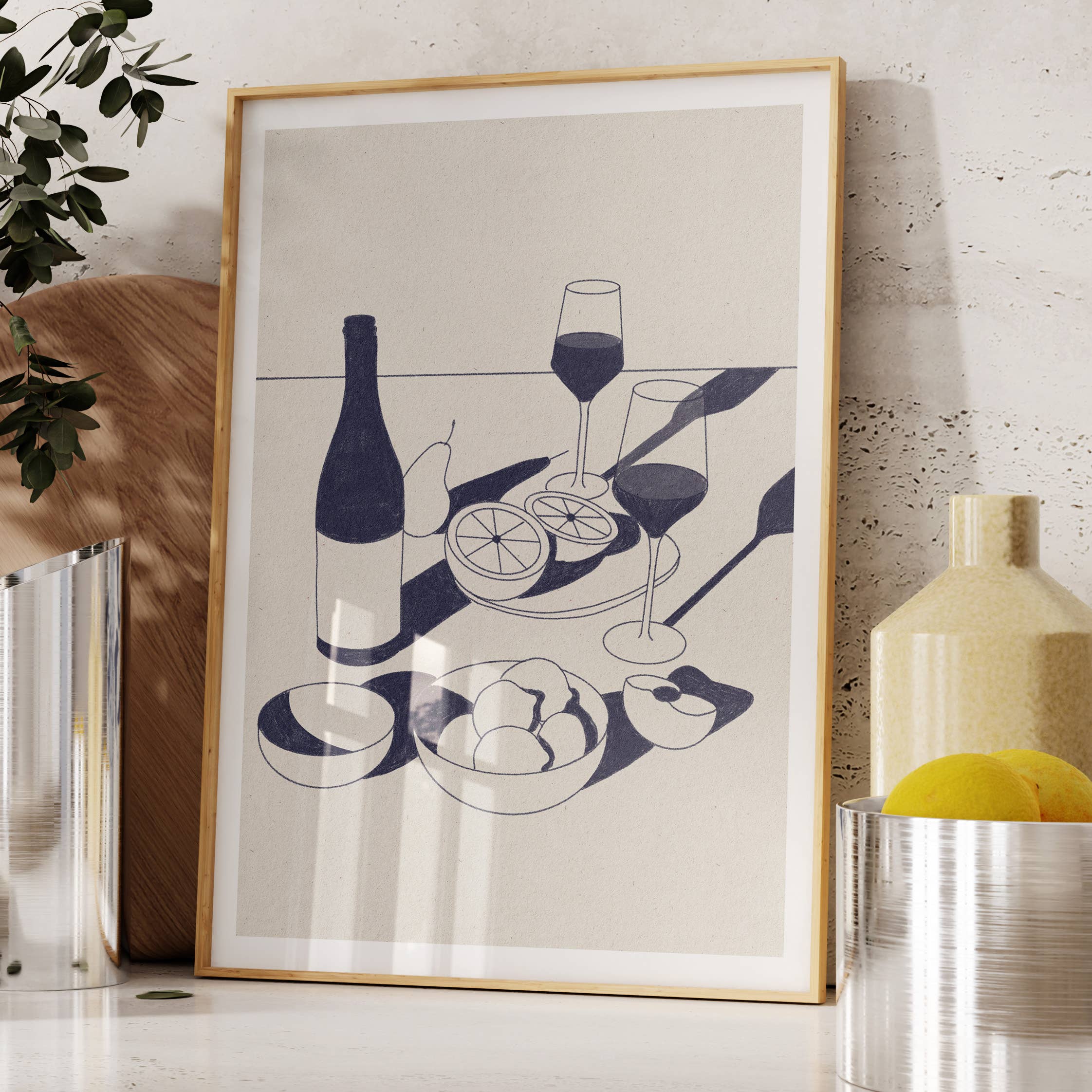 Ev Mat Studio - Wholesale Art Print - Wine and Fruit Still Life1