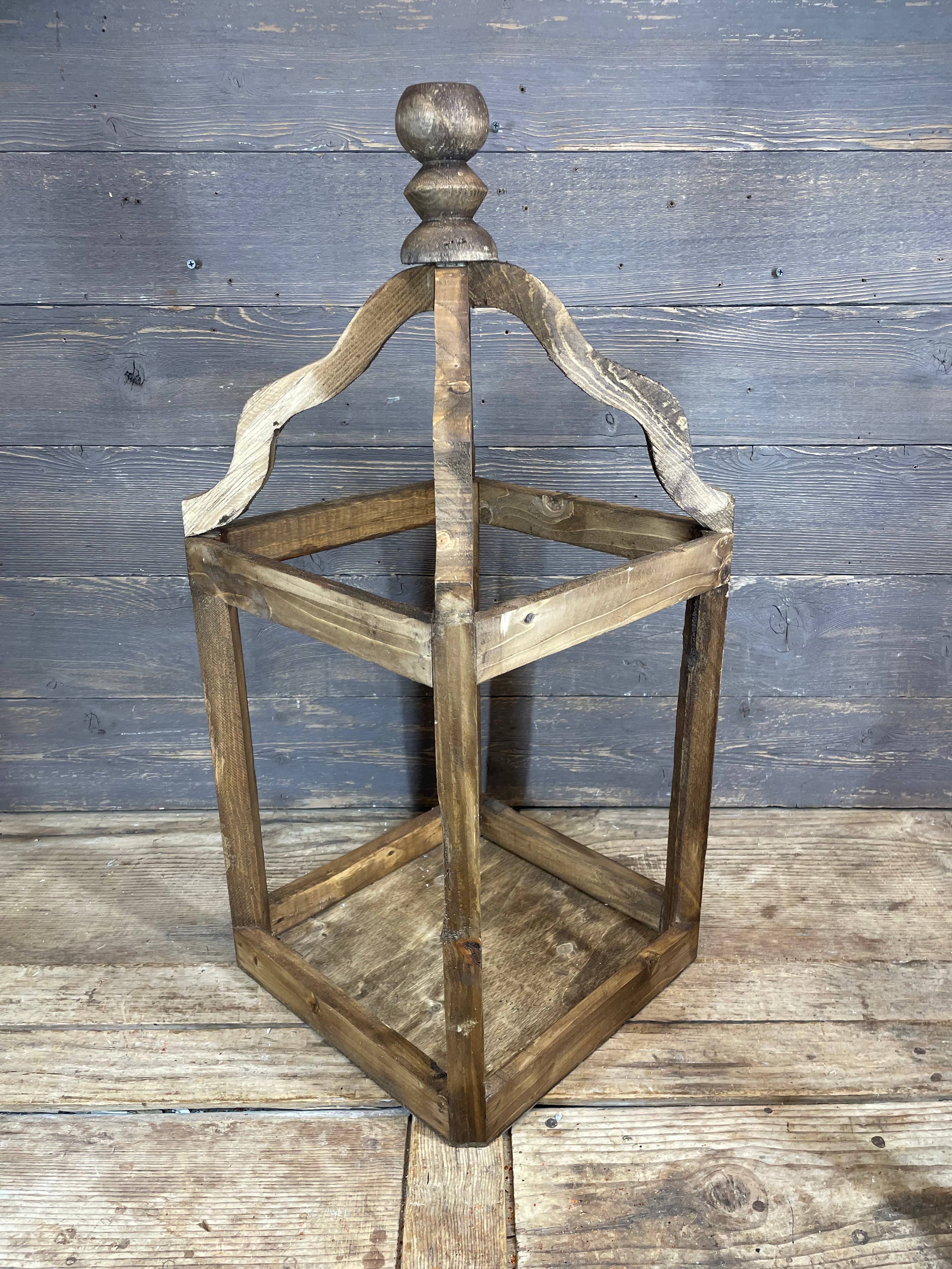 My Amigos Imports - Wholesale Lantern -  Pinnacle Farmhouse Wood Lantern-Set of 2-Rustic-Brown3