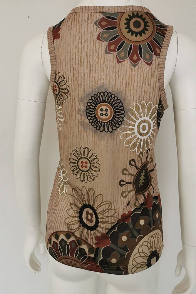 UNISHE - Wholesale Tank Top - Women's - Ethnic Pattern V Neck Tank Top ZZKF8668