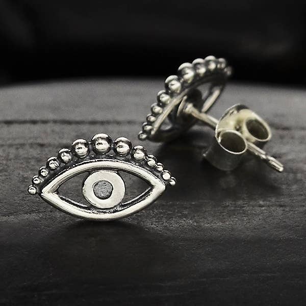 Sterling Silver Evil Eye Post Earring 6x10mm for wholesale by Nina Designs