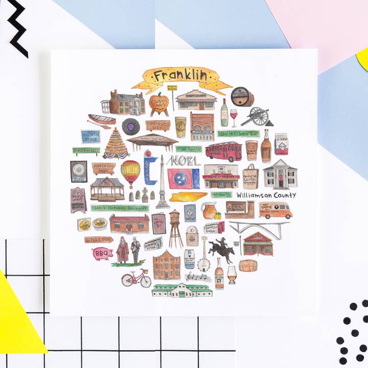 Franklin, TN Icon stampa acquerello per la vendita all'ingrosso da parte di Green Blanky Studio