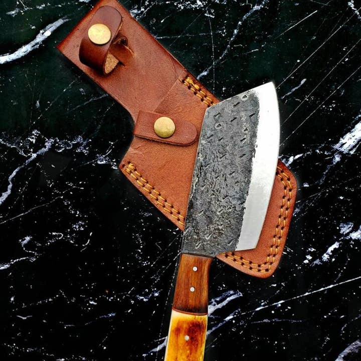 Titan International - Vente Sets de couteaux - Ensemble de couteaux de cuisine Damas, couteau de chef, couteau d'appariement, couteau Ulu en acier au carbone forgé à la main et couperet2