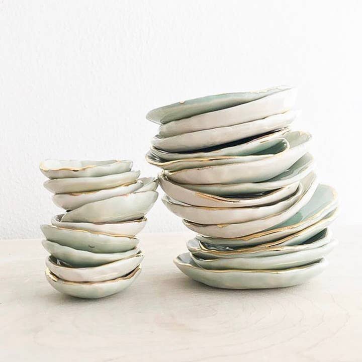 Michelle Barrett Ceramics - Wholesale Jewelry Dish - Mint Mini Ring Dish