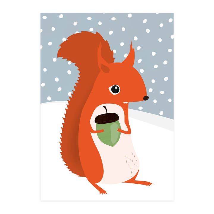 Tarjeta plegable "Ardilla en la nieve" para venta al por mayor de paruspaper. nutzfeine papeterie