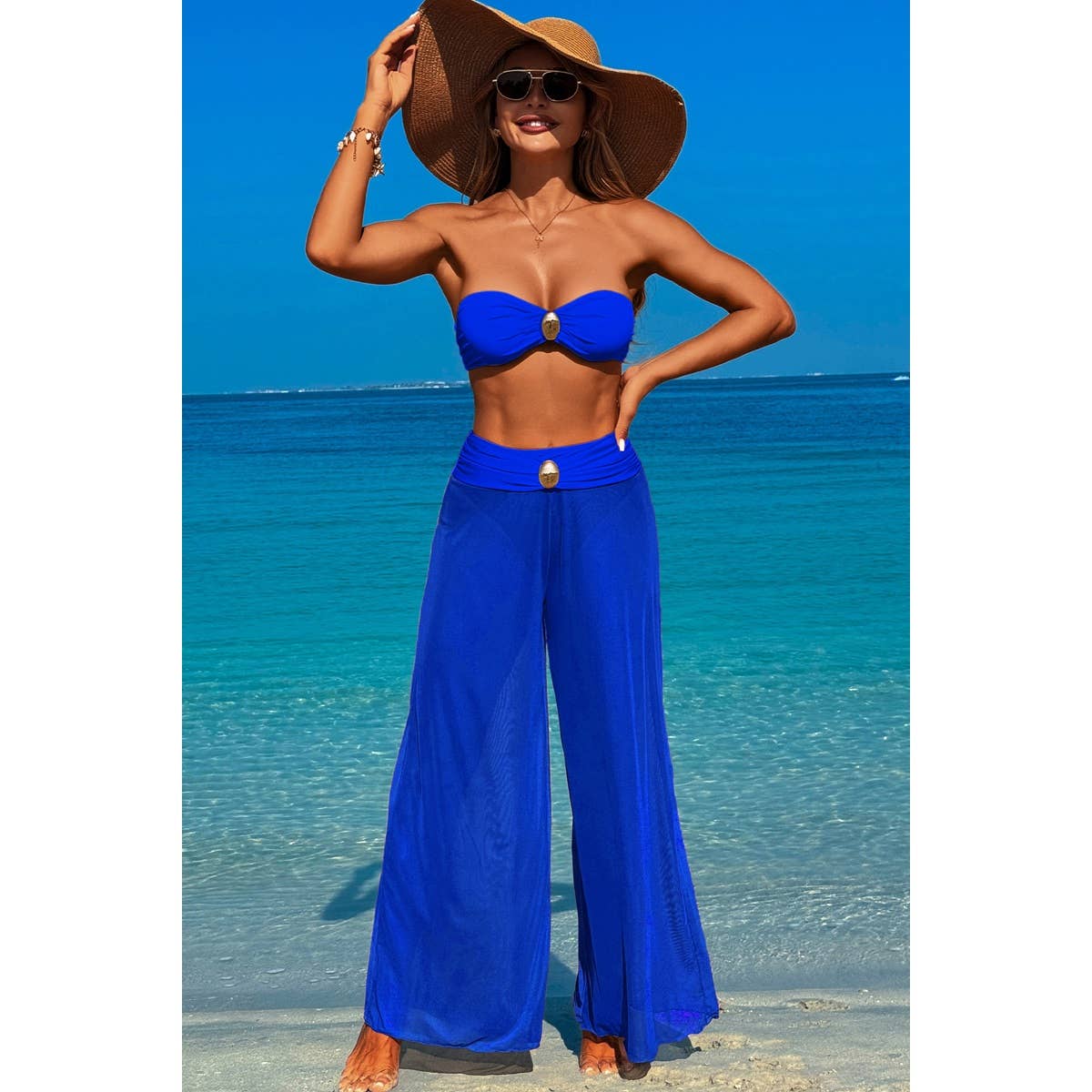 Elings - Vendita all'ingrosso Bikini - Donna - Set Bikini da Spiaggia in Metallo a Colori Solidi12