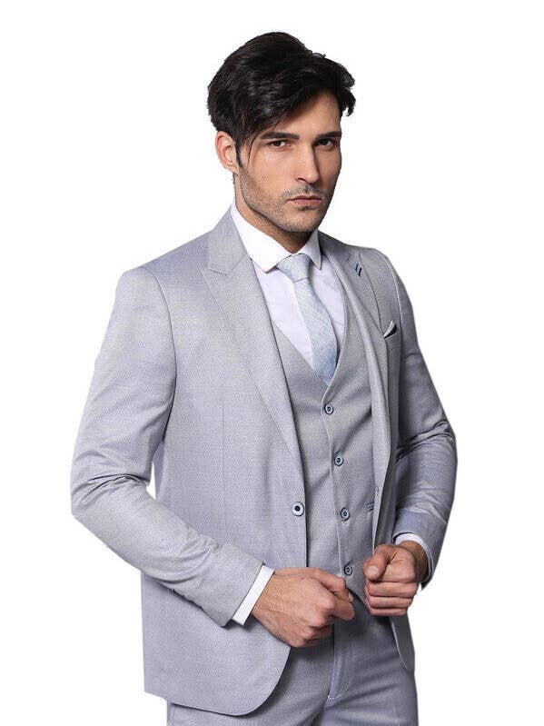 Patterned Light Blue 3 Piece Suit | Wessi for wholesale by Wessi