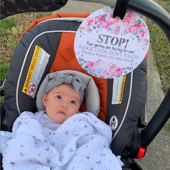 Three Little Tots - Wholesale Stroller Cover/Accessory - Baby - Flower No Touching Baby Car Seat and Stroller Tag20