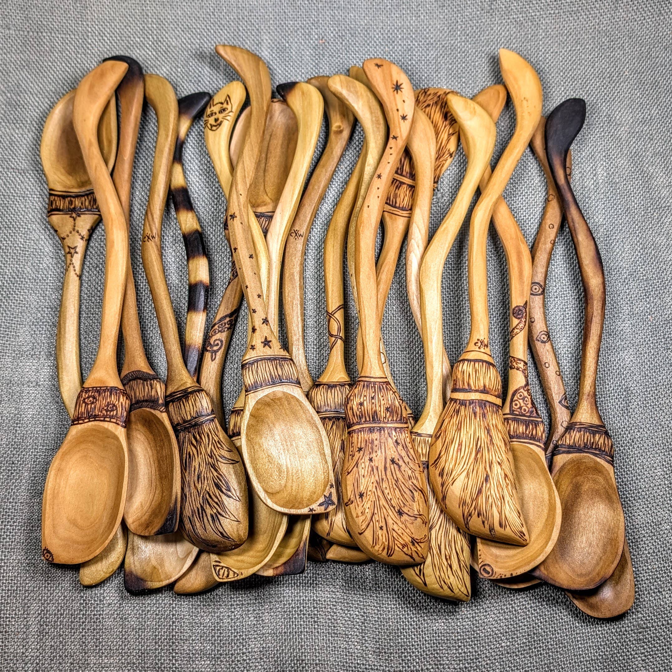 Chaos Woods - Wholesale Kitchen Spoon - Witch Broom Spoon - Hand carved Poplar wood for cooking2