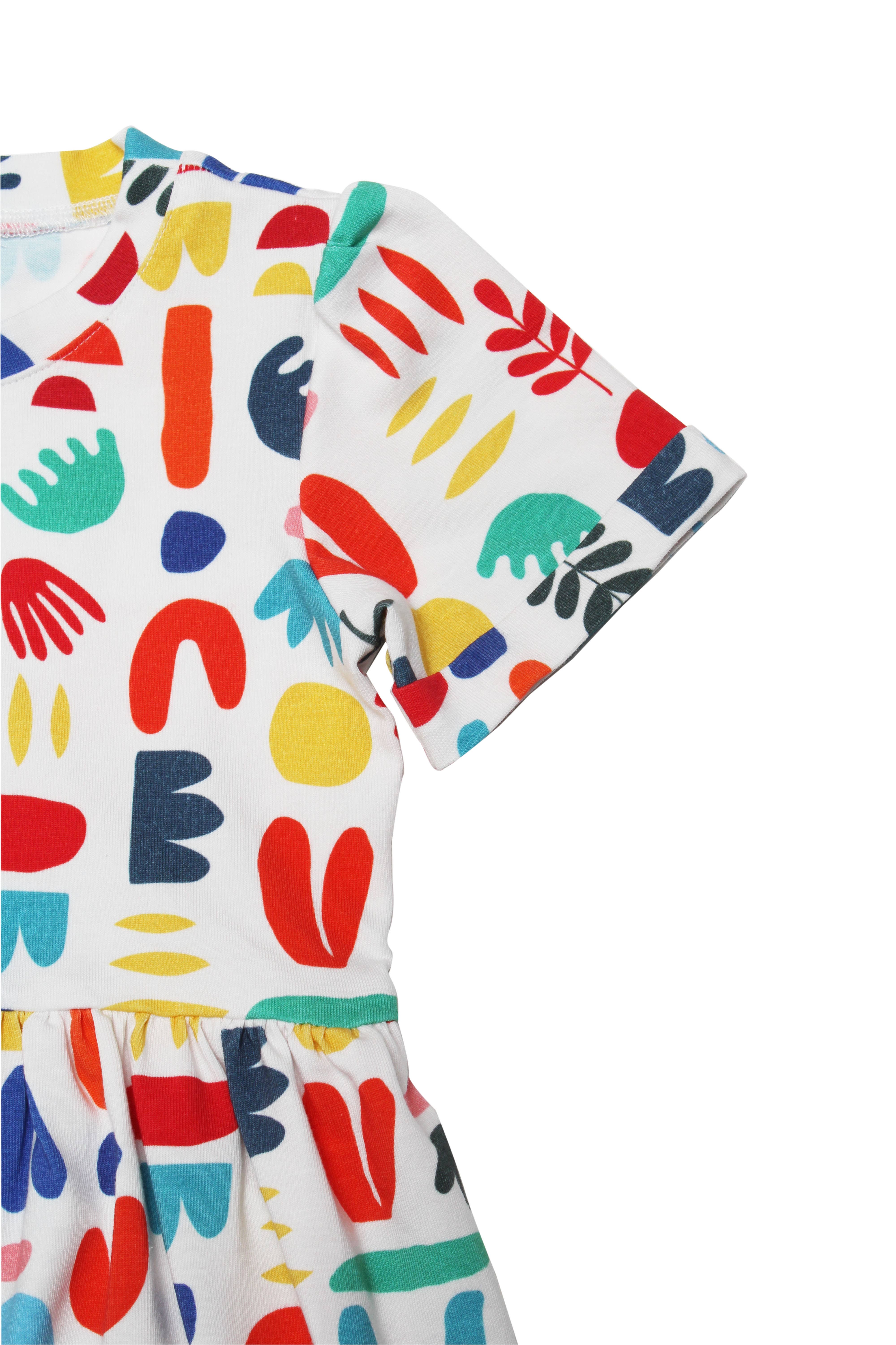 Minna - Wholesale Dress - Kids -  Short Sleeve Jersey Twirl Dress - Colorful Retro Shapes9