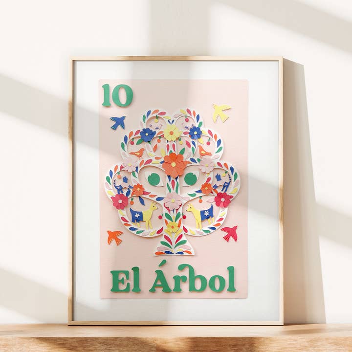 El Arbol, Loteria-Inspired Photo Print of Paper Art for wholesale by ACira Studio LLC