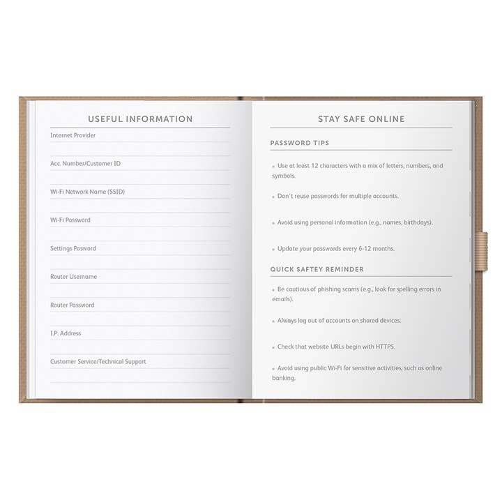 Busy B – wholesale Notebook – A6 Password Book - Organiser - Caramel Fabric Cover - Busy B3