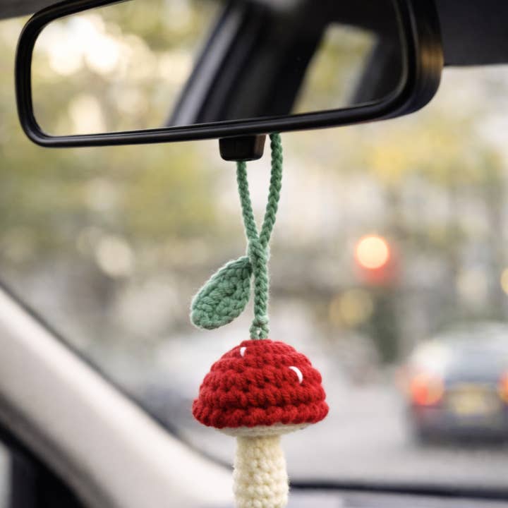 Boho Crochet Mushroom Car Charm | Cute Bookmark for wholesale by Handmade By Uruba