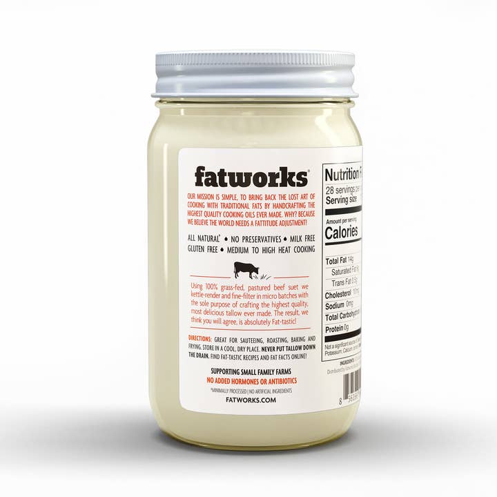 Fatworks - Wholesale Cooking Oil - Grass Fed Tallow 14 OZ