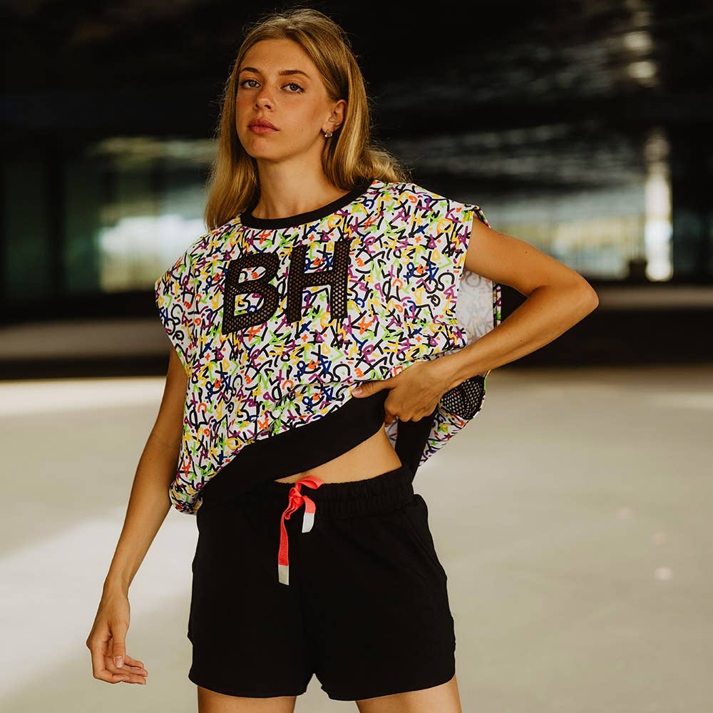 BE HAPPINESS - Vendita all'ingrosso Maglietta - Donna - Top con stampa lettere in stile punk6