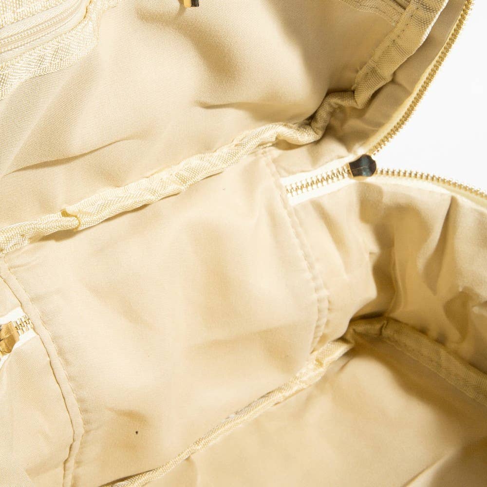 WH Textured Cream Makeup Case Cosmetic Bag for wholesale on Faire3