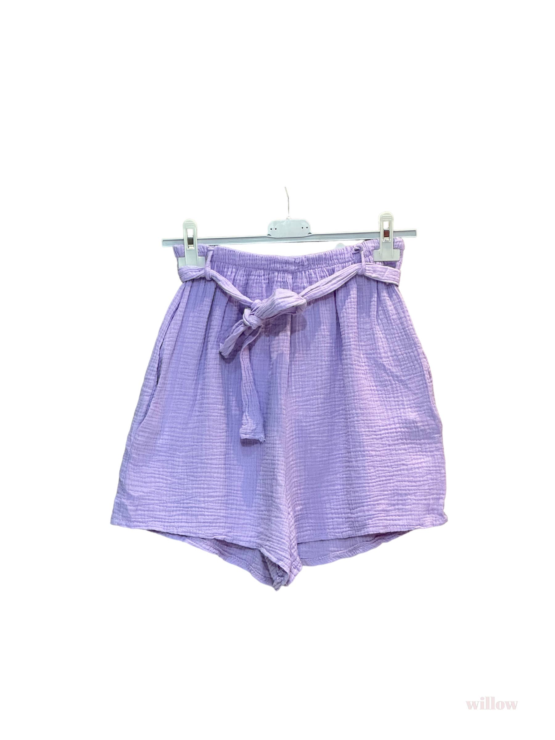 Moonsun - Vendita all'ingrosso Pantaloncini - Donna - Shorts in garza di cotone #2305 con cintura17