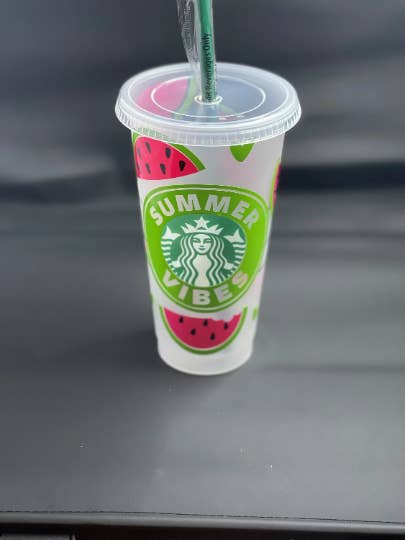 Summer Vibes Watermelon Starbucks Cup for wholesale by Ashleyvinylcreations