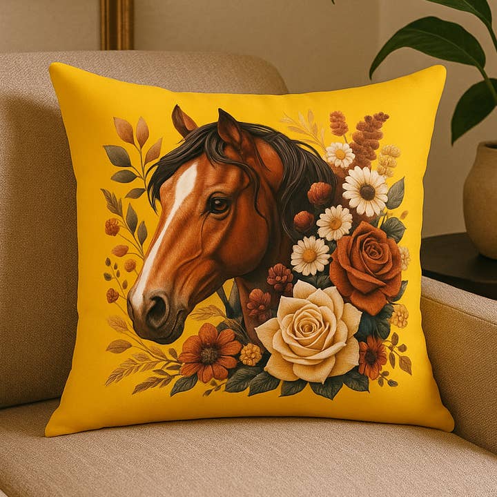 horse pillow, equestrian decor, western home decor, rustic for wholesale by Upside Down Owl Farm