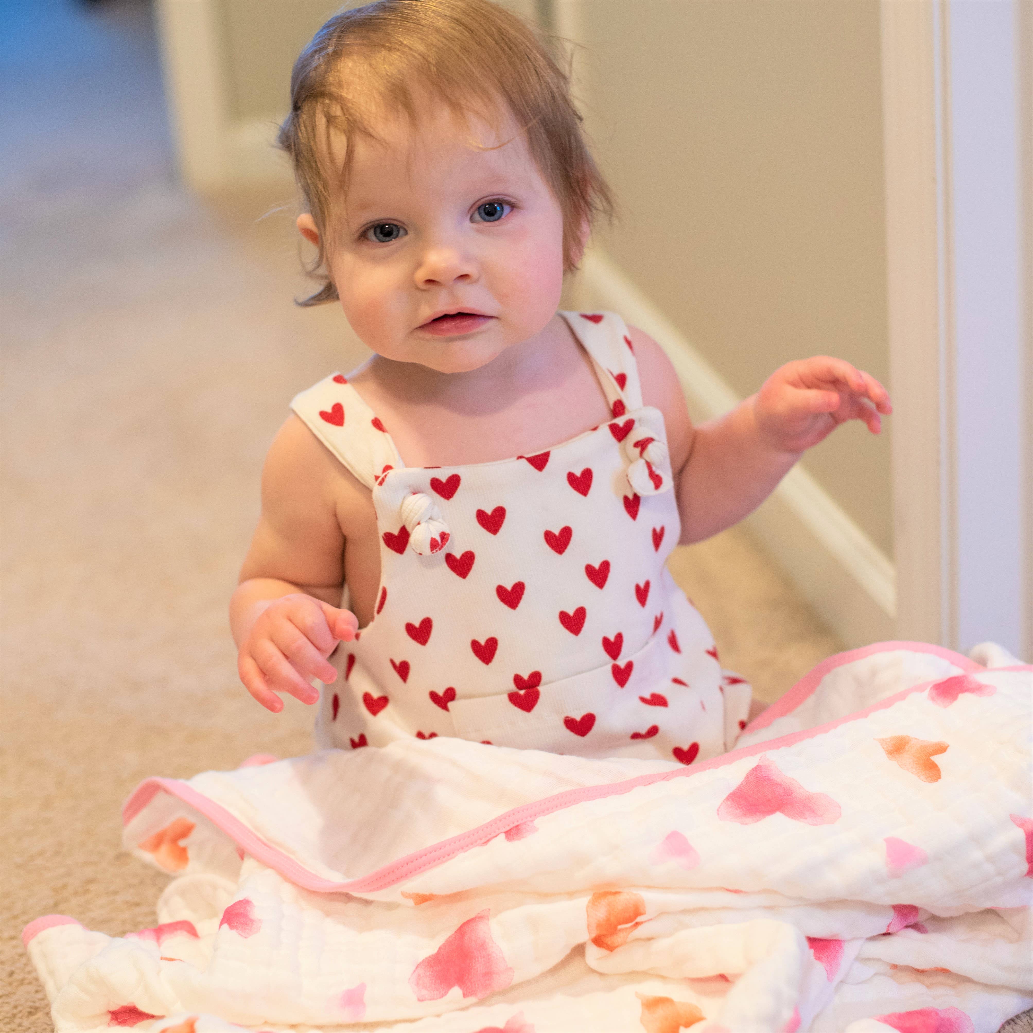 LollyBanks - Vente Courtepointe - Enfant et bébé - Tu as volé mon cœur - Couverture en mousseline pour bébé fille de la Saint-Valentin2