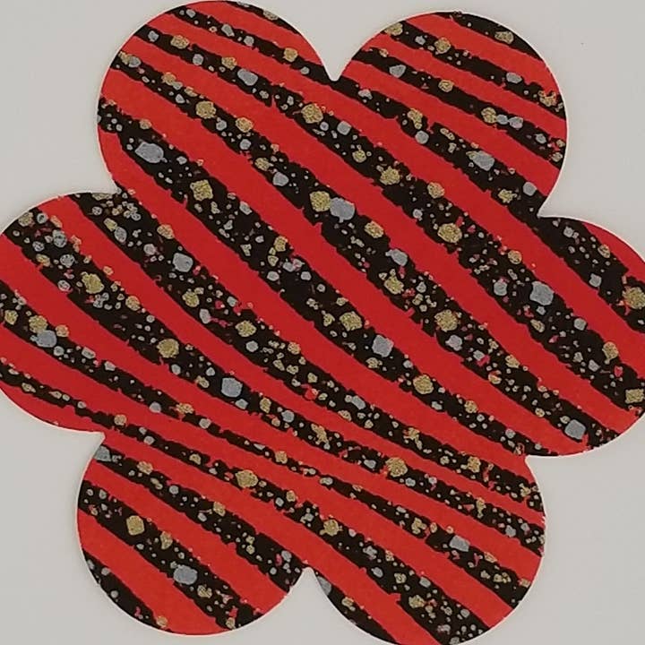 035 Wavy Red and Black Glittery Stripe Chiyogami for wholesale by Sweet Space Studio