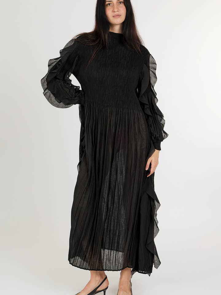 Ruffled Detail Pleats Maxi Dress PC3687-L for wholesale by Beulah Style