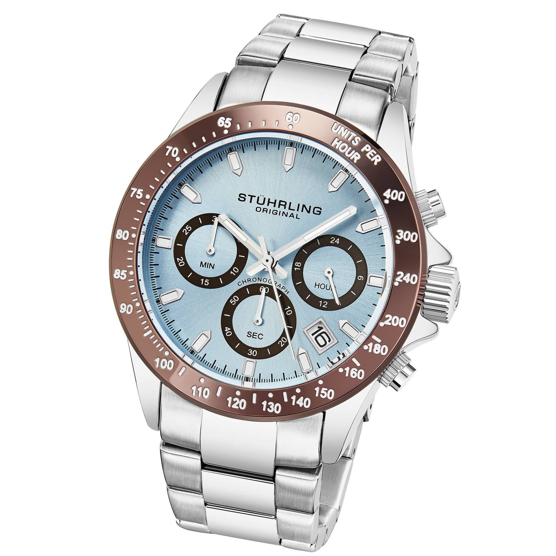 Stuhrling - Vendita all'ingrosso Orologio da polso - Uomo - Ultima 3960 Quarzo 42mm Cronografo - Quadrante Azzurro Chiaro1