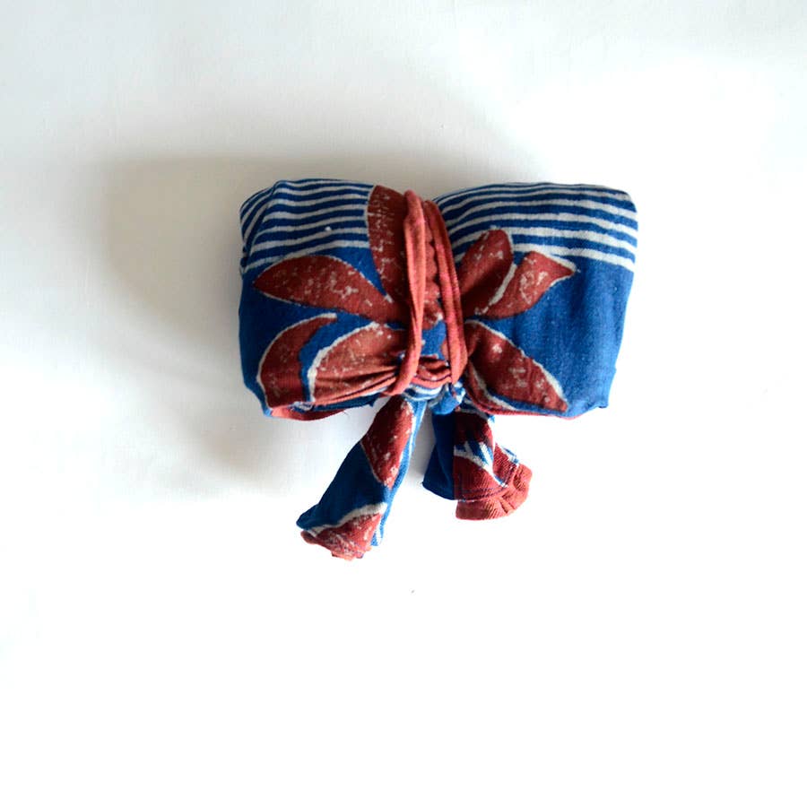 Ichcha - Wholesale Grocery/Shopping Bag - Organic Cotton Tote Bag - Hand Block Print | Lotus Stripe3