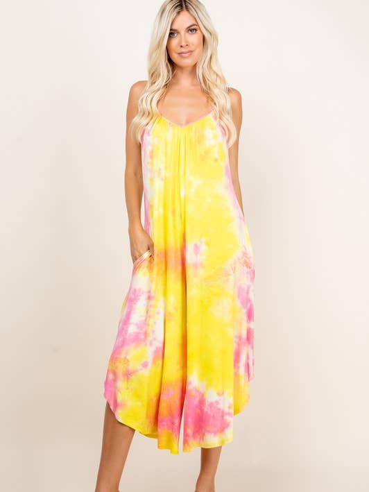 ETK-8111 Tie Dye Bra Strap Jumpsuit for wholesale by Emerald Collection