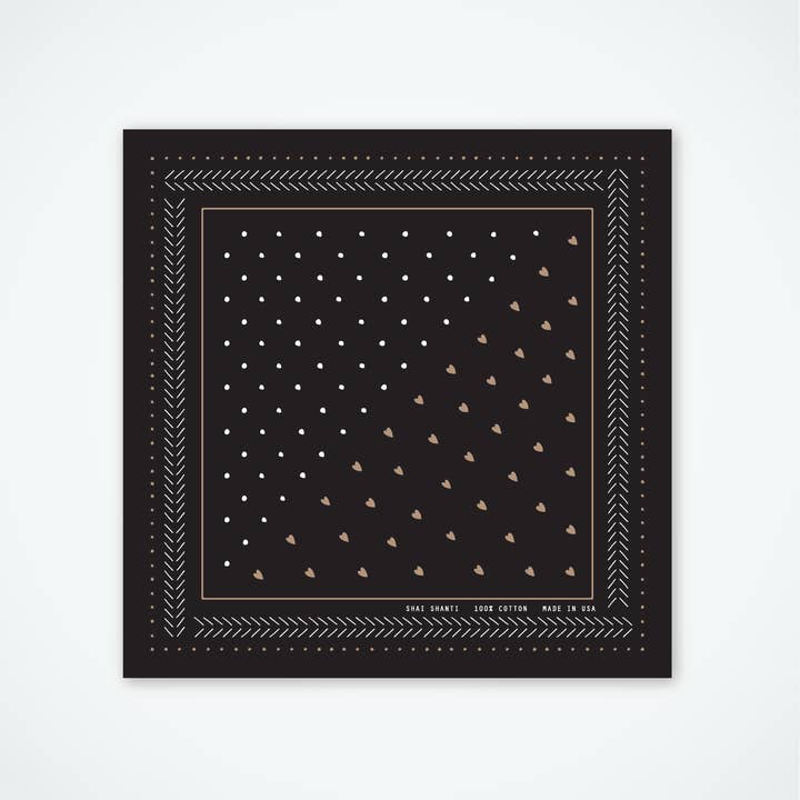 Hearts & Dots Bandana - Black for wholesale by shai shanti