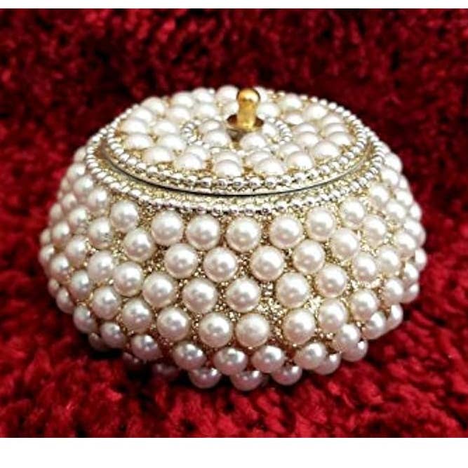 Cute Faux Pearl Jewelry Trinket Box – Elegant Gift Accent, for wholesale by Magnifique Hearts