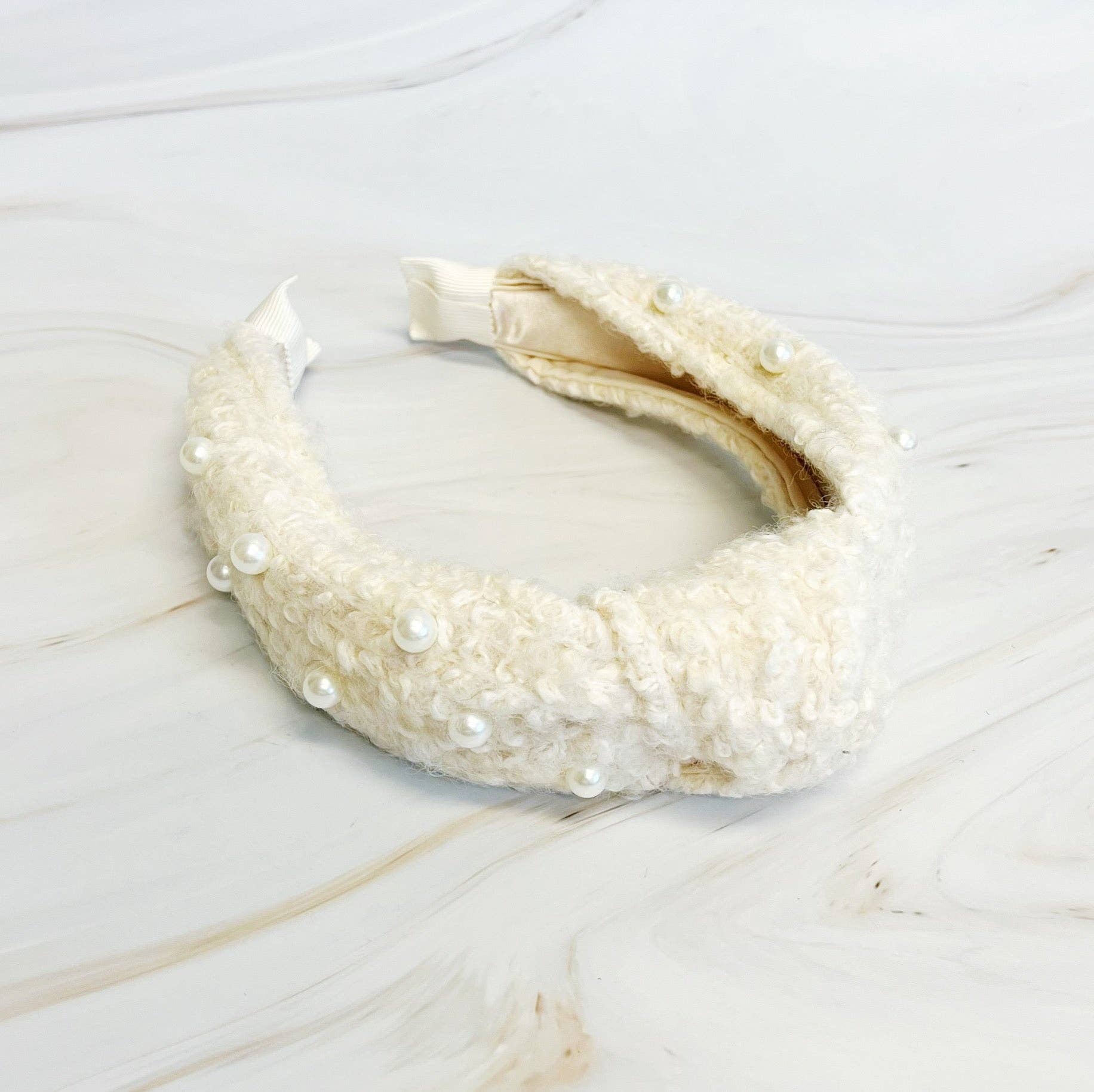 Ellison+Young - Wholesale Fashion Headband - Women's - Pearl And Tweed Knotted Headband5