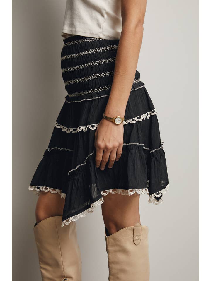 Forte - Wholesale Skirt - Women's - Smocked Ruffle Convertible Skirt/Top FSK00086