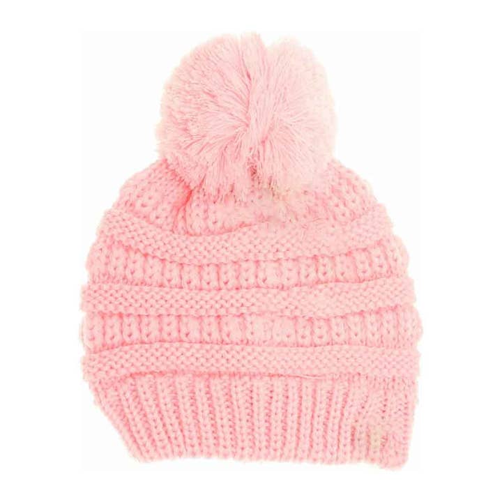 Kids Solid Pom C.C Beanies for wholesale by Madeline Love