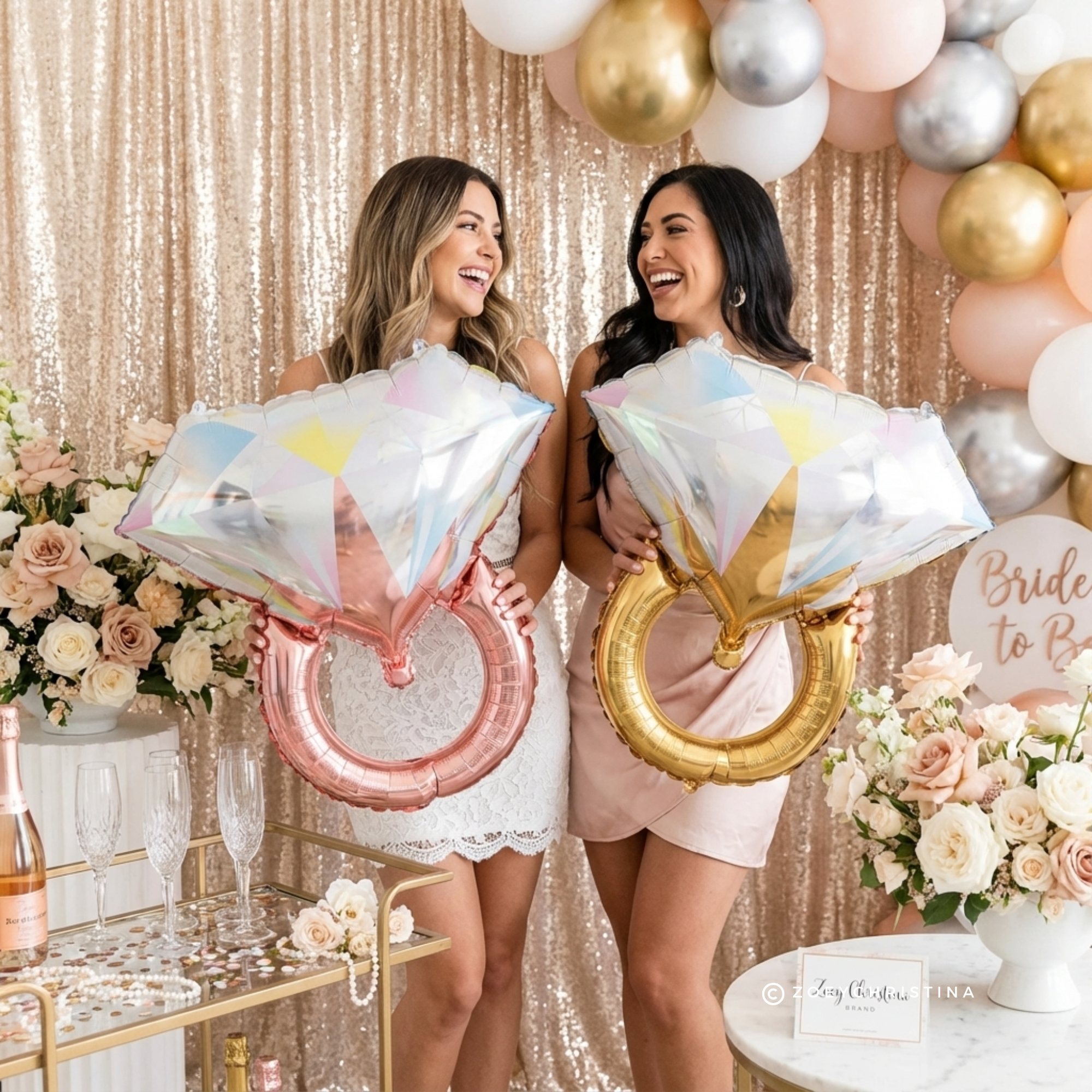 Zoey Christina - Wholesale Balloon - Diamond Ring Foil Balloon – Rose Gold & Gold Options6
